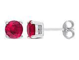 2.00 Carat (ctw) Lab-Created Ruby Solitaire Stud Earrings in Sterling Silver (6mm)